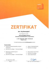 Zertifikat Tischler NRW Sachverstaendigen Seminar I vom 03.09.20